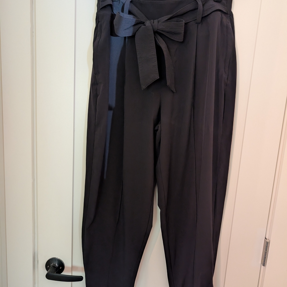 Elegant Black Tie-Waist Pants